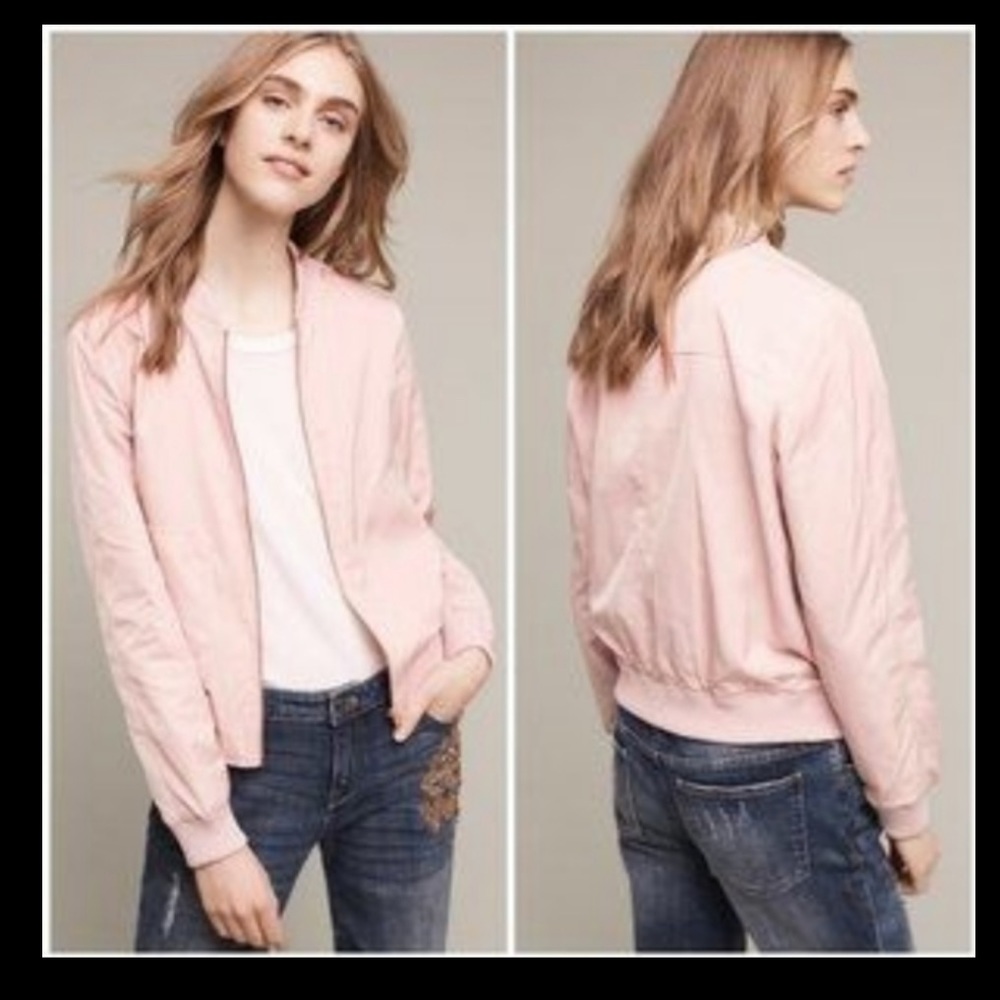 Anthropologie Blush Pink Bomber Jacket